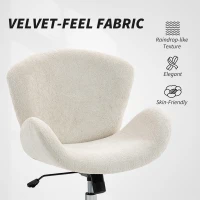 HOMCOM Swivel Office Chair, Velvet Desk Chair with Wide Bucket Seat, Butterfly Back, Tilt Function and Round Base, Cream White(m-5)