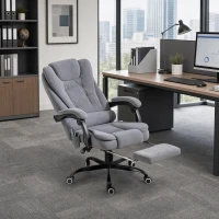 Vinsetto 7-Point Vibrating Massage Chair, Reclining Office Chair with Footrest, Reclining Back, Adjustable Height, Grey(m-8)
