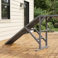 PawHut Dog Agility Equipment Ramp with Safety Bar, Non-slip Surface, for Walk and Pause Training, Gray(m-8)