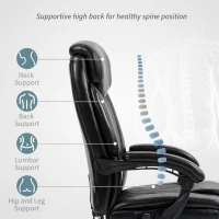 HOMCOM 6 Point Massage Office Chair with Remote, Ergonomic Reclining Computer Desk Chair with Footrest, Side Pocket, Black(m-5)