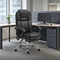 Vinsetto Massage Office Chair, Reclining Executive Office Chair with 6-Point Vibration, Footrest and High Back, Black(m-8)