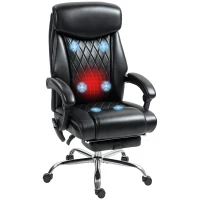 HOMCOM 6 Point Massage Office Chair with Remote, Ergonomic Reclining Computer Desk Chair with Footrest, Side Pocket, Black(m-11)