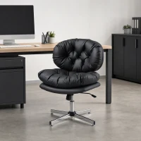 HOMCOM Computer Desk Chair, Armless Office Chair with Wide Padded Seat and Adjustable Height, Black(m-8)