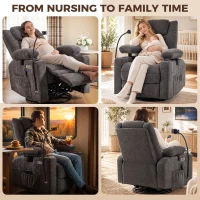 HOMCOM Swivel Rocker Power Recliner Chair with Massage Heat 2D Armrests Adjustable Headrest Phone Holder USB Port, Dark Gray(m-5)