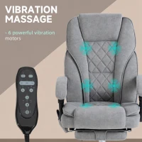 Vinsetto Massage Office Chair, Reclining Computer Chair with Adjustable Height and Footrest, Grey(m-4)
