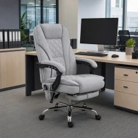 Vinsetto Massage Office Chair, Reclining Computer Chair with Adjustable Height and Footrest, Grey(m-9)