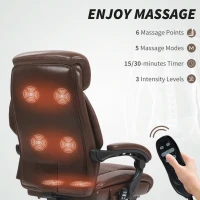 HOMCOM 6 Point Massage Office Chair with Remote, Ergonomic Reclining Computer Desk Chair with Footrest, Side Pocket, Dark Brown(m-4)