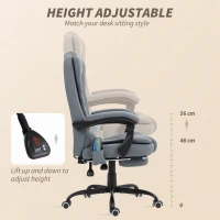 Vinsetto 7-Point Vibrating Massage Chair, Reclining Office Chair with Footrest, Reclining Back, Adjustable Height, Grey(m-6)