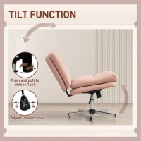 HOMCOM Armless Office Chair with Adjustable Height & Tilt Function for Office, Pink(m-6)