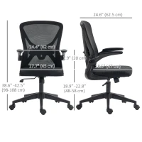 Vinsetto Mesh Office Chair, Swivel Desk Chair with Lumbar Back Support, Adjustable Height, Flip-Up Arm, Black(m-3)