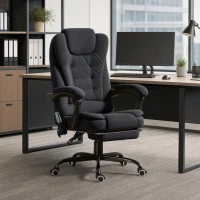Vinsetto 7-Point Vibrating Massage Chair, Reclining Office Chair with Footrest, Reclining Back, Adjustable Height, Black(m-1)