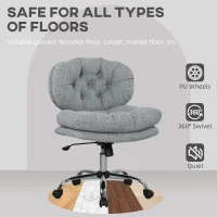 HOMCOM Computer Desk Chair, Armless Office Chair with Wide Padded Seat and Adjustable Height, Tilt Function, Grey(m-8)