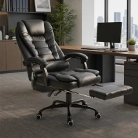 Vinsetto Reclining Office Chair with Footrest, Vibrating Massage Chair, Reclining Back, Adjustable Height, Black(m-1)