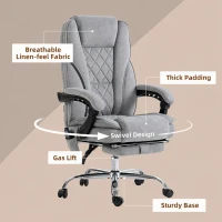 Vinsetto Massage Office Chair, Reclining Computer Chair with Adjustable Height and Footrest, Grey(m-7)