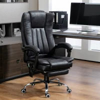 Vinsetto Office Chair 6-point Vibration Massage Chair Micro Fiber Recliner with Retractable Footrest Black(m-1)