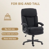 HOMCOM Big and Tall Executive Office Chair, Up to 450 lbs. Heavy Duty Desk Chair, Computer Chair for Heavy People, Black(m-4)