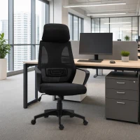 Vinsetto Mesh Office Chair with Up&Down Headrest, Ergonomic Computer Desk Chair with Adjustable Tilt Angle, Height Adjustable Swivel Seat with Lumbar Support for Office, Black(m-8)