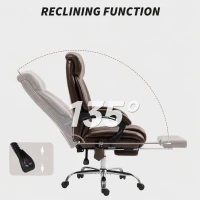 HOMCOM 6 Point Massage Office Chair with Remote, Ergonomic Reclining Computer Desk Chair with Footrest, Side Pocket, Dark Brown(m-7)