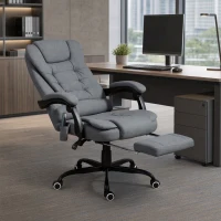 Vinsetto 7-Point Vibrating Massage Chair, Reclining Office Chair with Footrest, Reclining Back, Adjustable Height, Grey(m-8)