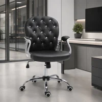 Vinsetto Office Chair, Comfortable Computer Desk Chair with Padded Seat and Adjustable Height, Tufted Back, Black(m-10)
