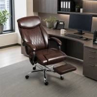 HOMCOM 6 Point Massage Office Chair with Remote, Ergonomic Reclining Computer Desk Chair with Footrest, Side Pocket, Dark Brown(m-1)