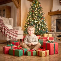 HOMCOM 6ft Prelit Christmas Tree, Colorado Blue Spruce, Easy Plug, Hinged Xmas Tree with Warm White & Multi-Color LED Lights(m-9)