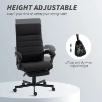 Vinsetto Office Chair, High Back Desk Chair, Swivel Recliner with Adjustable Height, Footrest and Padded Armrest, Black(m-4)