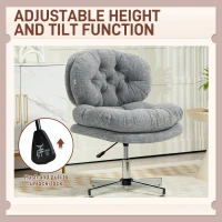 HOMCOM Computer Desk Chair, Armless Office Chair with Wide Padded Seat and Adjustable Height, Grey(m-5)