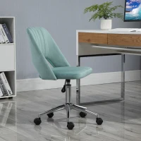 Vinsetto Mid Back Office Chair Velvet Fabric Swivel Scallop Shape Computer Desk Chair, Green(m-1)