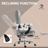 Vinsetto Massage Office Chair, Reclining Computer Chair with Adjustable Height and Footrest, Grey(m-6)