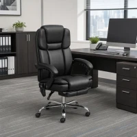 Vinsetto Massage Office Chair, Reclining Executive Office Chair with 6-Point Vibration, Footrest and High Back, Black(m-1)