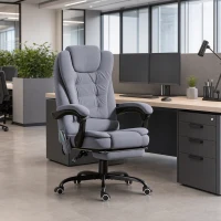 Vinsetto 7-Point Vibrating Massage Chair, Reclining Office Chair with Footrest, Reclining Back, Adjustable Height, Grey(m-1)