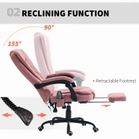 Vinsetto 7-Point Vibrating Massage Chair, Reclining Office Chair with Footrest, Reclining Back, Adjustable Height, Pink(m-5)