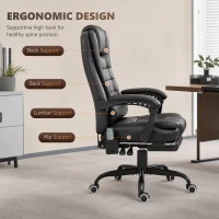 Vinsetto Reclining Office Chair with Footrest, Vibrating Massage Chair, Reclining Back, Adjustable Height, Black(m-5)