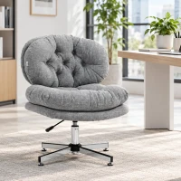 HOMCOM Computer Desk Chair, Armless Office Chair with Wide Padded Seat and Adjustable Height, Grey(m-1)