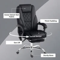 Vinsetto Massage Office Chair, Reclining Computer Chair with Adjustable Height and Footrest, Black(m-7)
