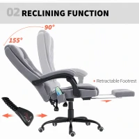 Vinsetto 7-Point Vibrating Massage Chair, Reclining Office Chair with Footrest, Reclining Back, Adjustable Height, Grey(m-5)