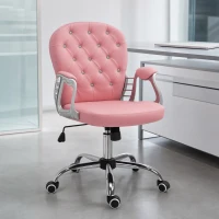 Vinsetto Office Chair, Computer Desk Chair with Adjustable Height and Tufted Back, Pink(m-11)