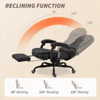 Vinsetto 7-Point Vibrating Massage Chair, Reclining Office Chair with Footrest, Reclining Back, Adjustable Height, Black(m-5)