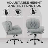 HOMCOM Computer Desk Chair, Armless Office Chair with Wide Padded Seat and Adjustable Height, Tilt Function, Grey(m-7)