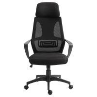 Vinsetto Mesh Office Chair with Up&Down Headrest, Ergonomic Computer Desk Chair with Adjustable Tilt Angle, Height Adjustable Swivel Seat with Lumbar Support for Office, Black(m-11)