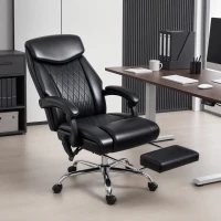 HOMCOM 6 Point Massage Office Chair with Remote, Ergonomic Reclining Computer Desk Chair with Footrest, Side Pocket, Black(m-1)