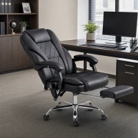 Vinsetto Massage Office Chair, Reclining Computer Chair with Adjustable Height and Footrest, Black(m-8)