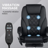 Vinsetto Massage Office Chair, Reclining Computer Chair with Adjustable Height and Footrest, Black(m-4)