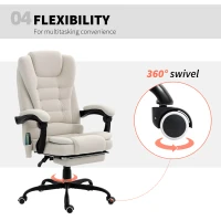 Vinsetto 7-Point Vibrating Massage Chair, Reclining Office Chair with Footrest, Reclining Back, Adjustable Height, Beige(m-7)