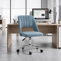 Vinsetto Mid Back Office Chair Velvet Fabric Swivel Scallop Shape Computer Desk Chair, Sky Blue(m-1)