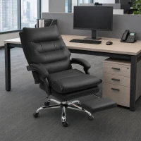 Vinsetto Executive Office Chair with 6-Point Massage, Microfibre Reclining Computer Chair with Footrest, Black(m-8)
