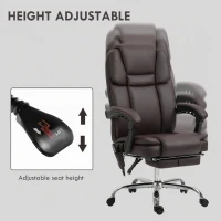 Vinsetto Massage Office Chair, Reclining Executive Office Chair with 6-Point Vibration, Footrest and High Back, Dark Brown(m-5)