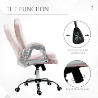 Vinsetto Office Chair, Velvet Computer Chair, Button Tufted Desk Chair with Swivel Wheels, Adjustable Height, Tilt Function, Pink(m-5)