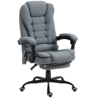 Vinsetto 7-Point Vibrating Massage Chair, Reclining Office Chair with Footrest, Reclining Back, Adjustable Height, Grey(m-2)